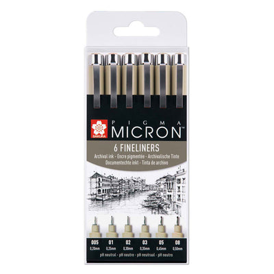 Sakura Pigma Micron Pouche 6 Fineliners Black