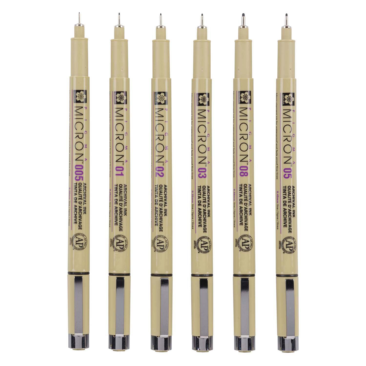 Sakura Pigma Micron Pouche 6 Fineliners Black
