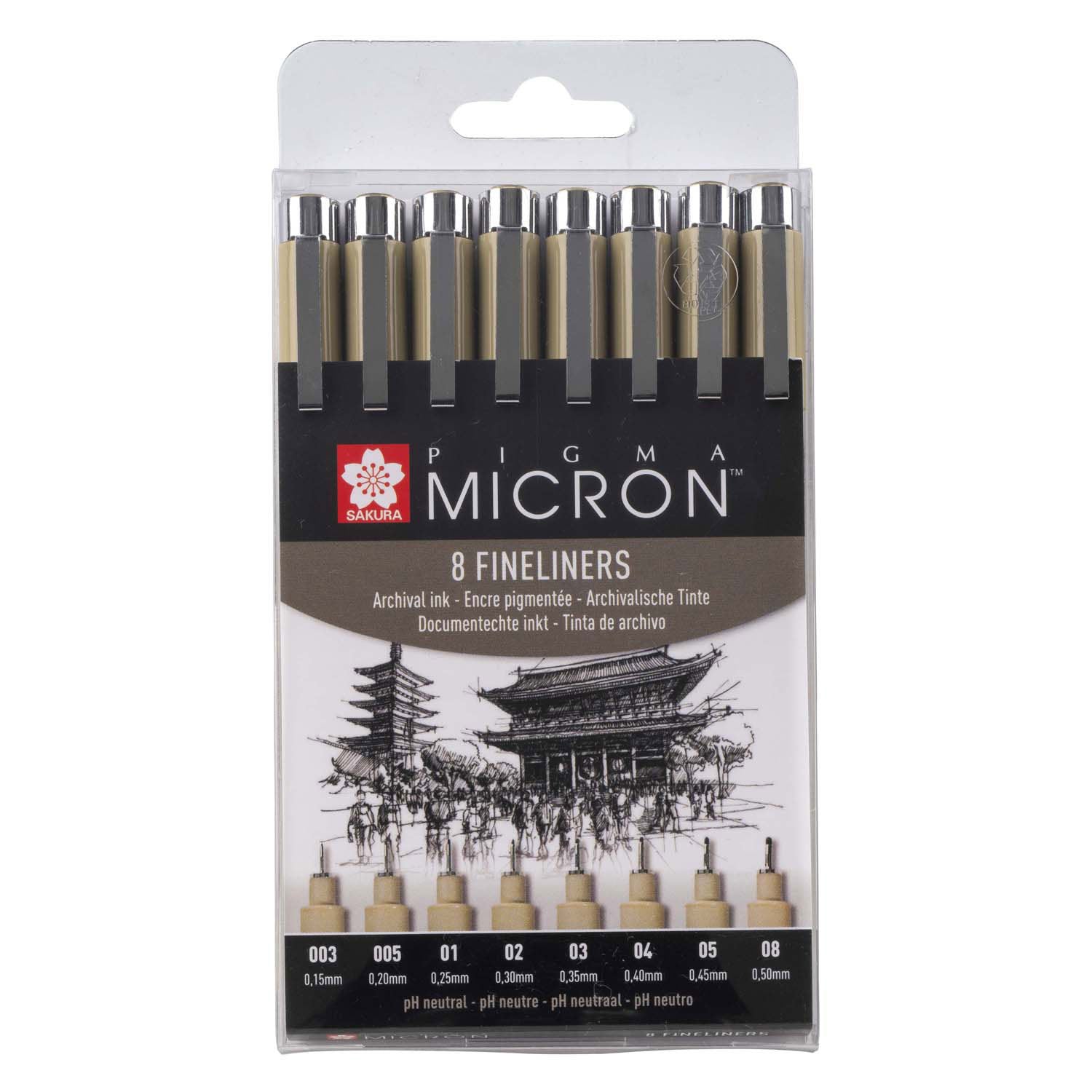 Sakura Pigma Micron Pouche 8 Fineliners Black