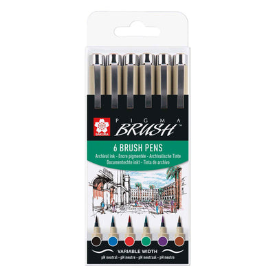 Case de pinceau Sakura Pigma 6 couleurs de base