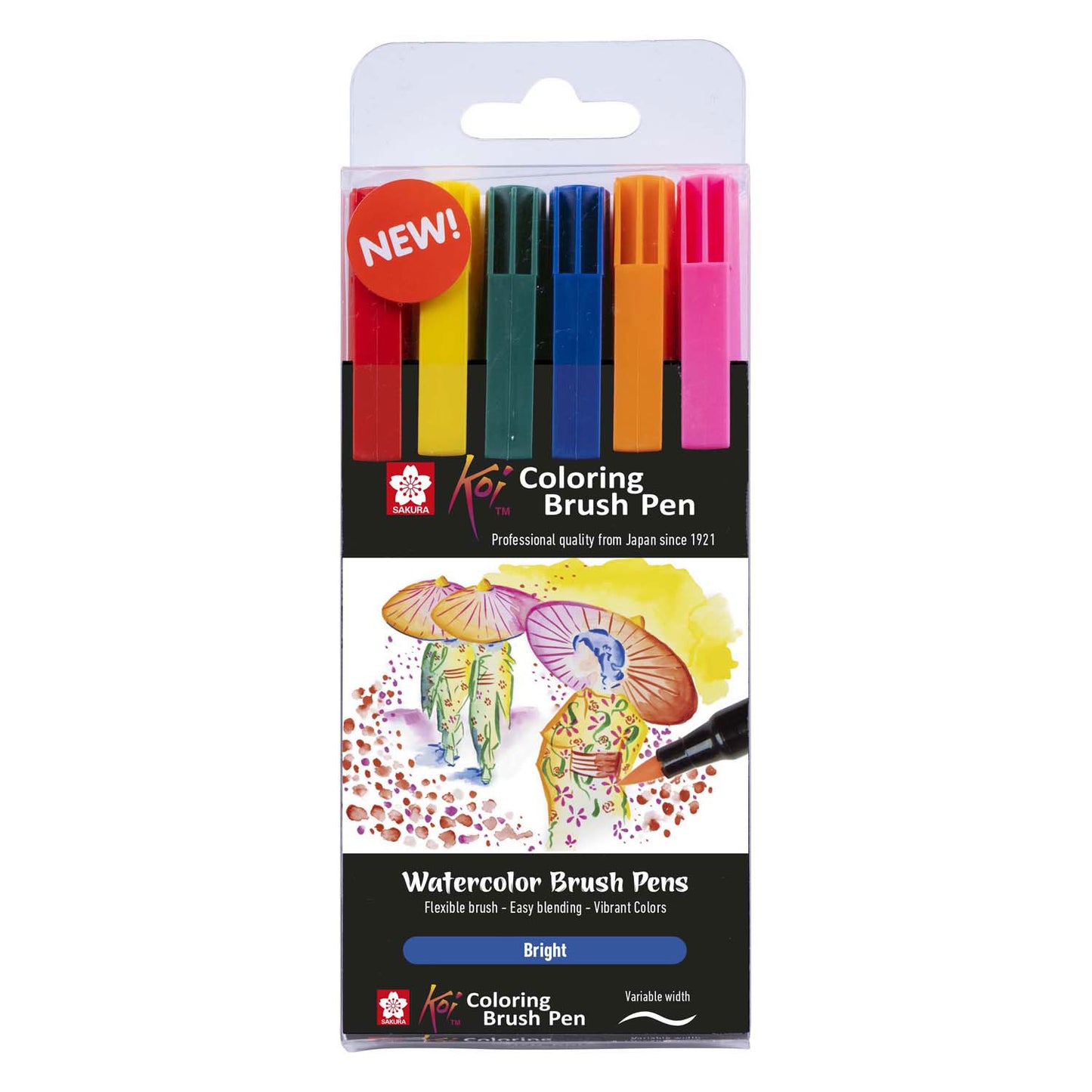 SAKURA KOI COLORING BRUSH Set Bright, 6 couleurs