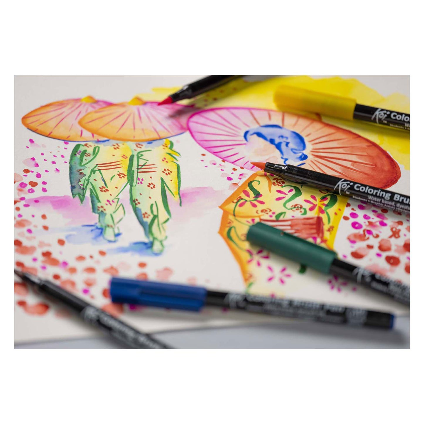 SAKURA KOI COLORING BRUSH Set Bright, 6 couleurs