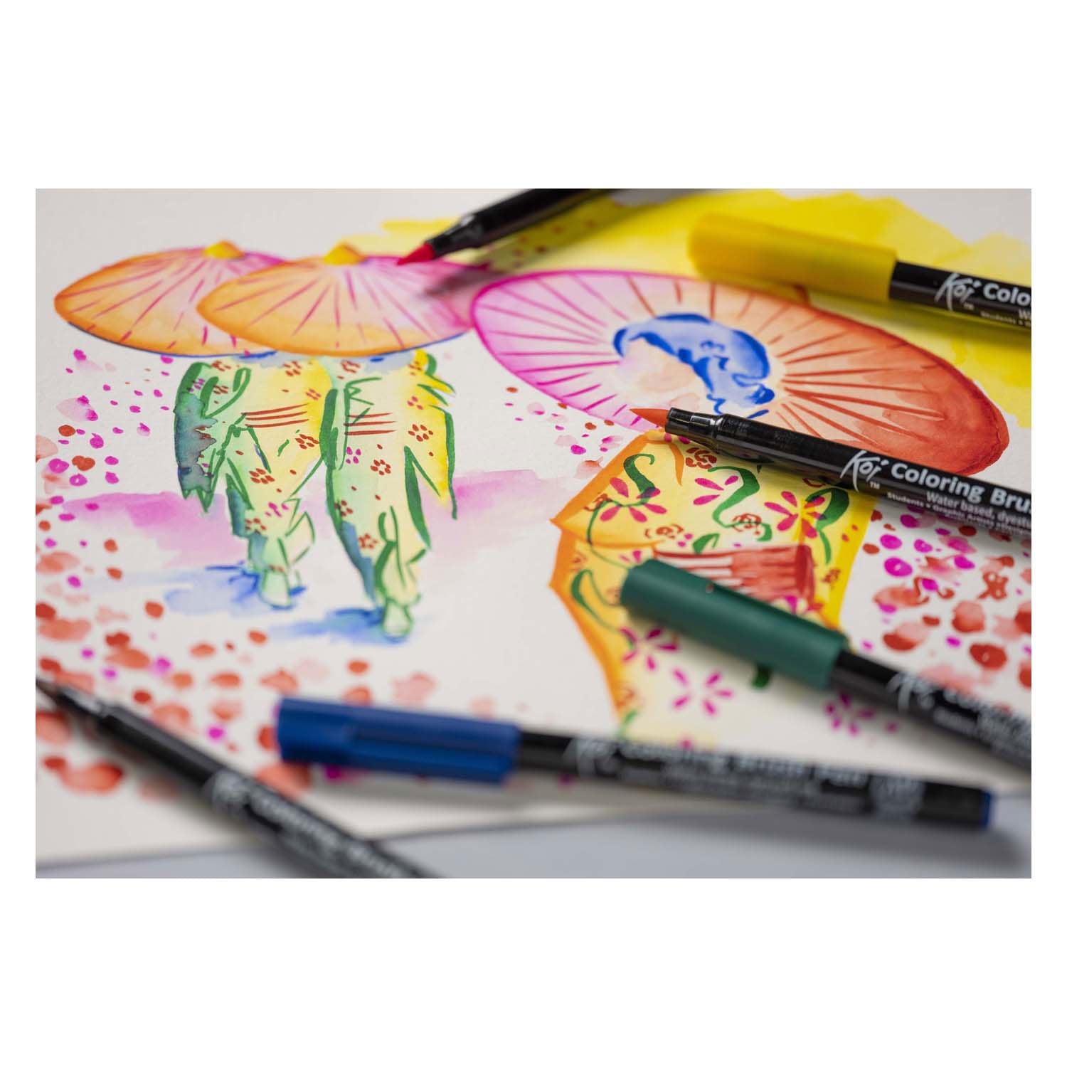 SAKURA KOI COLORING BRUSH Set Bright, 6 couleurs