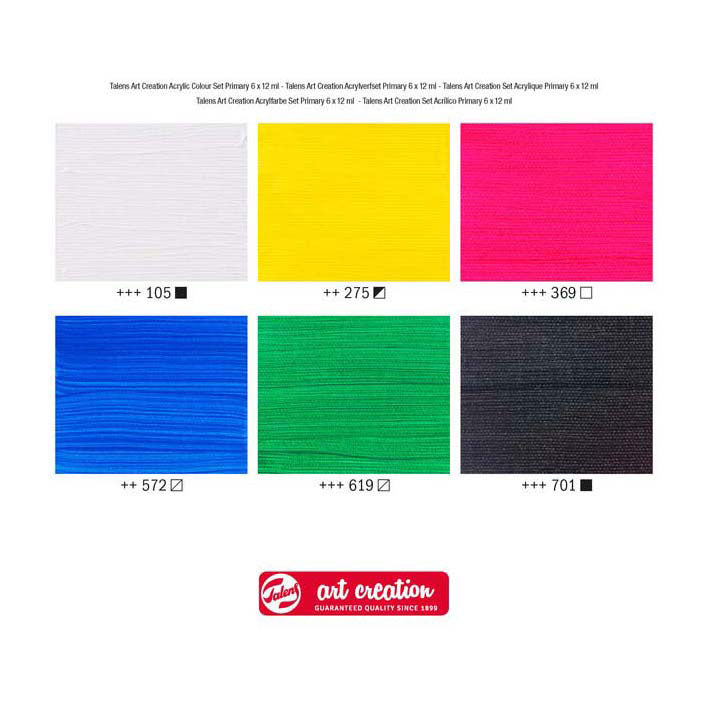 TALENS ART CREATION SET PEINTURE ACRYLIQUE PRIMAIRE, 6X12ML