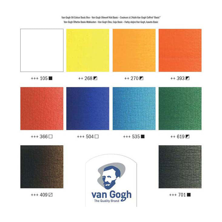Boîte de peinture à l'huile Van Gogh Basic avec 10 couleurs 40 ml