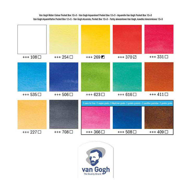 Van Gogh Aquarel Paint Pocket Box Couleurs de base