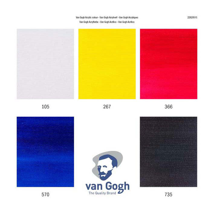 Ensemble de mélange primaire de peinture acrylique Van Gogh, 5x40 ml
