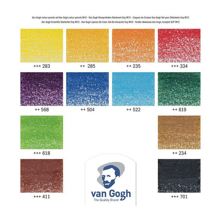 Van Gogh colored crayons starter set avec 12 couleurs
