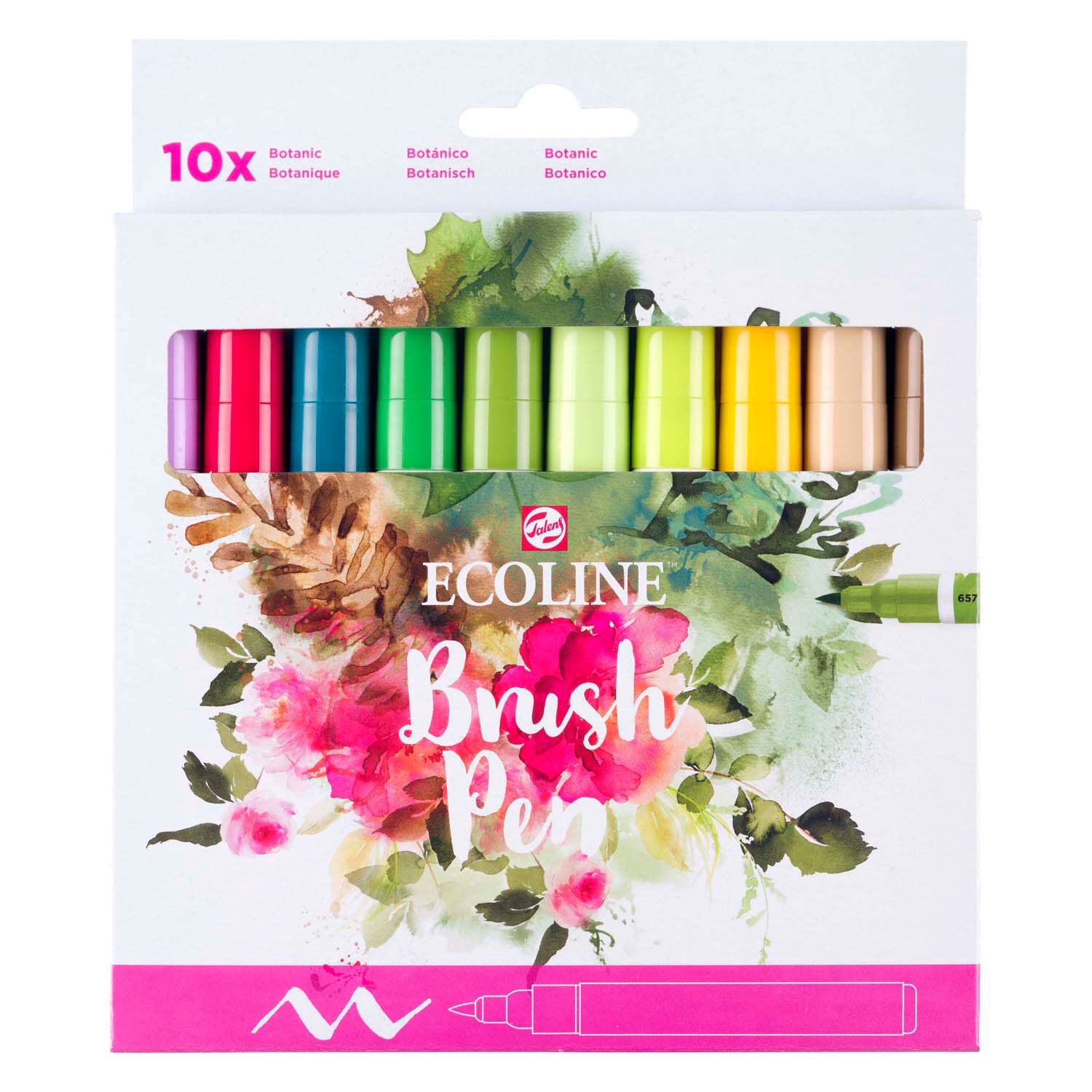 Bruynzeel ecoline – ensemble de stylos pinceaux botaniques, 10 couleurs