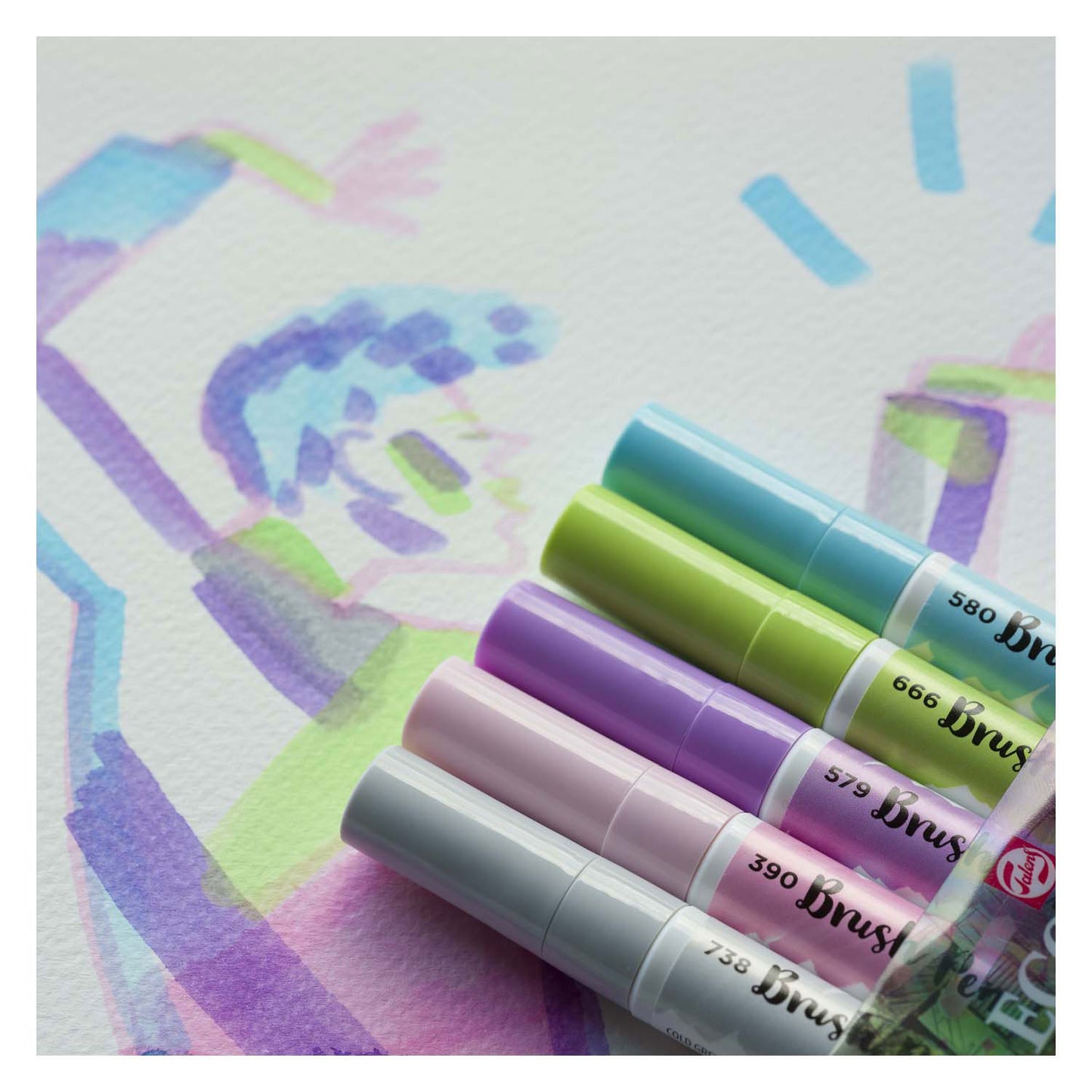 Bruynzeel Brush Pen Set Ecoline Pastel 5 pièces