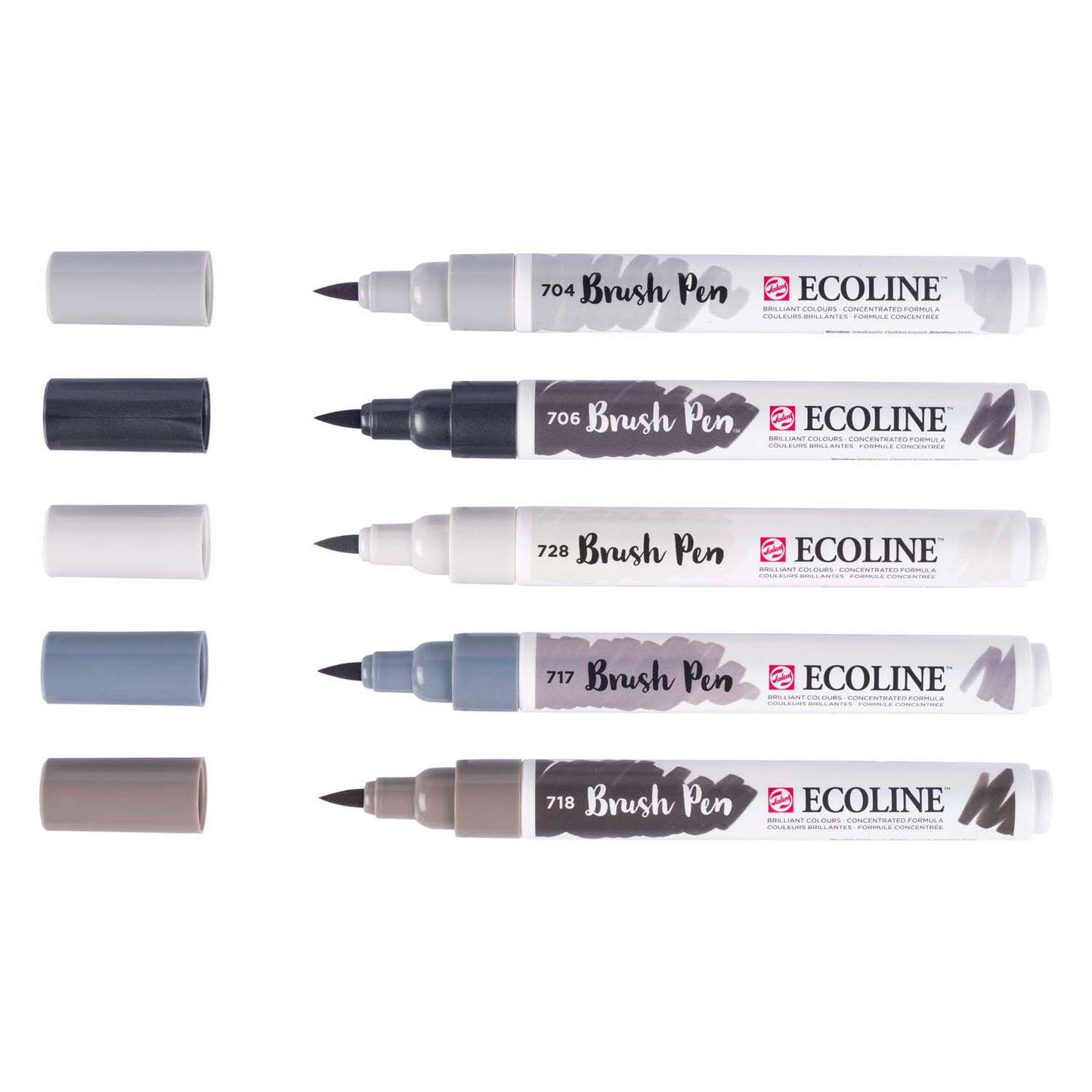 Bruynzeel – ensemble de stylos pinceaux ecoline, ombre, 5 couleurs