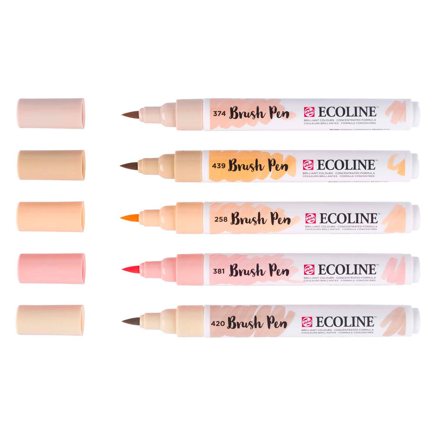 Bruynzeel – ensemble de stylos pinceaux ecoline, portrait, 5 couleurs