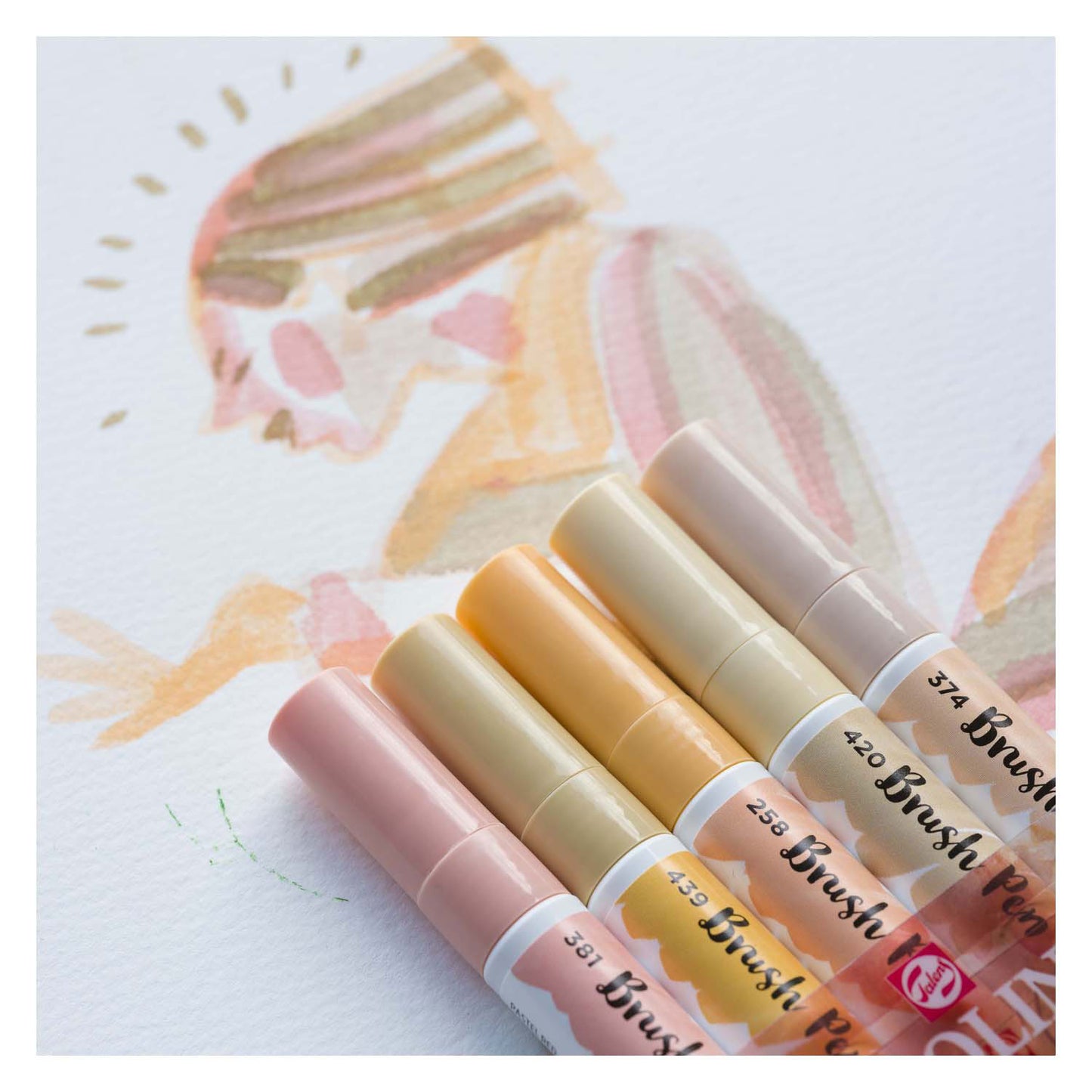 Bruynzeel – ensemble de stylos pinceaux ecoline, portrait, 5 couleurs