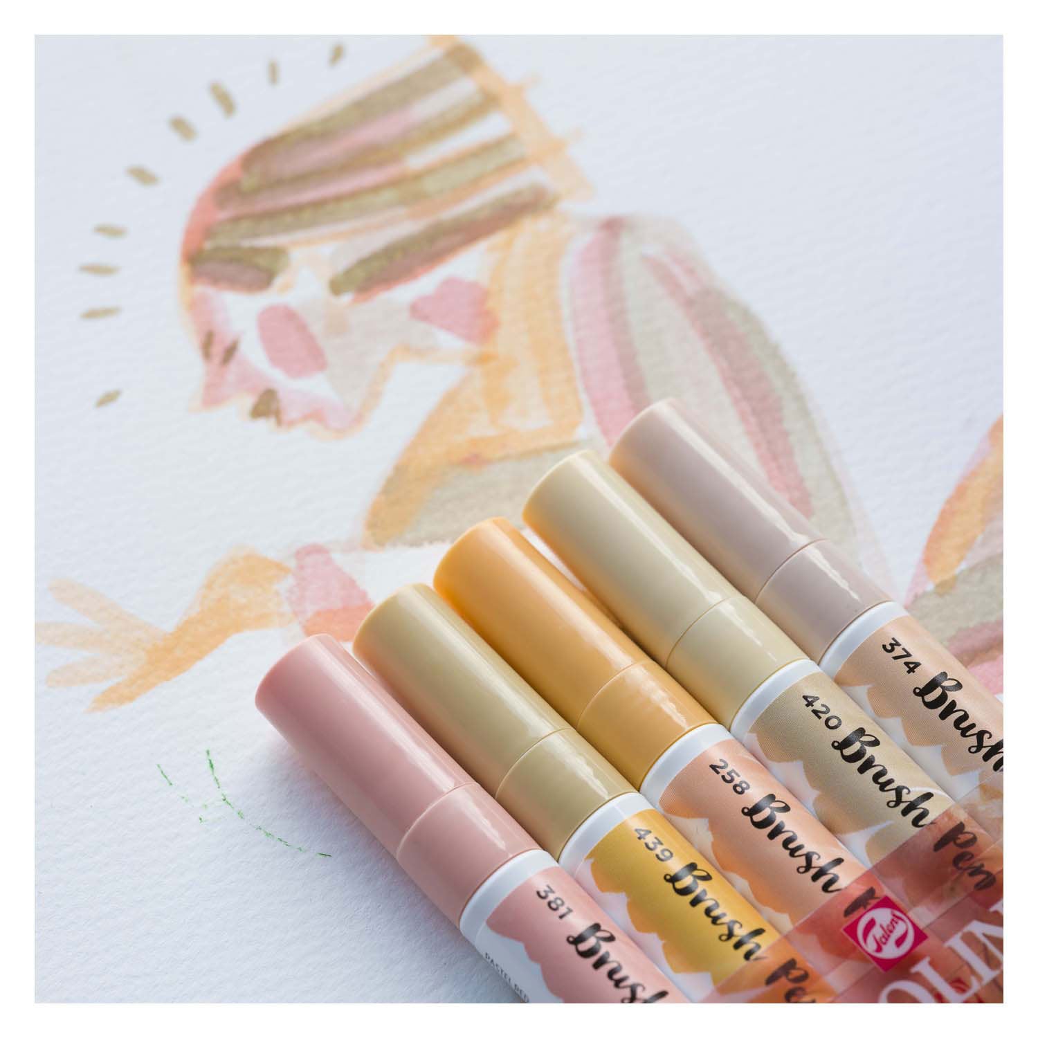 Bruynzeel – ensemble de stylos pinceaux ecoline, portrait, 5 couleurs