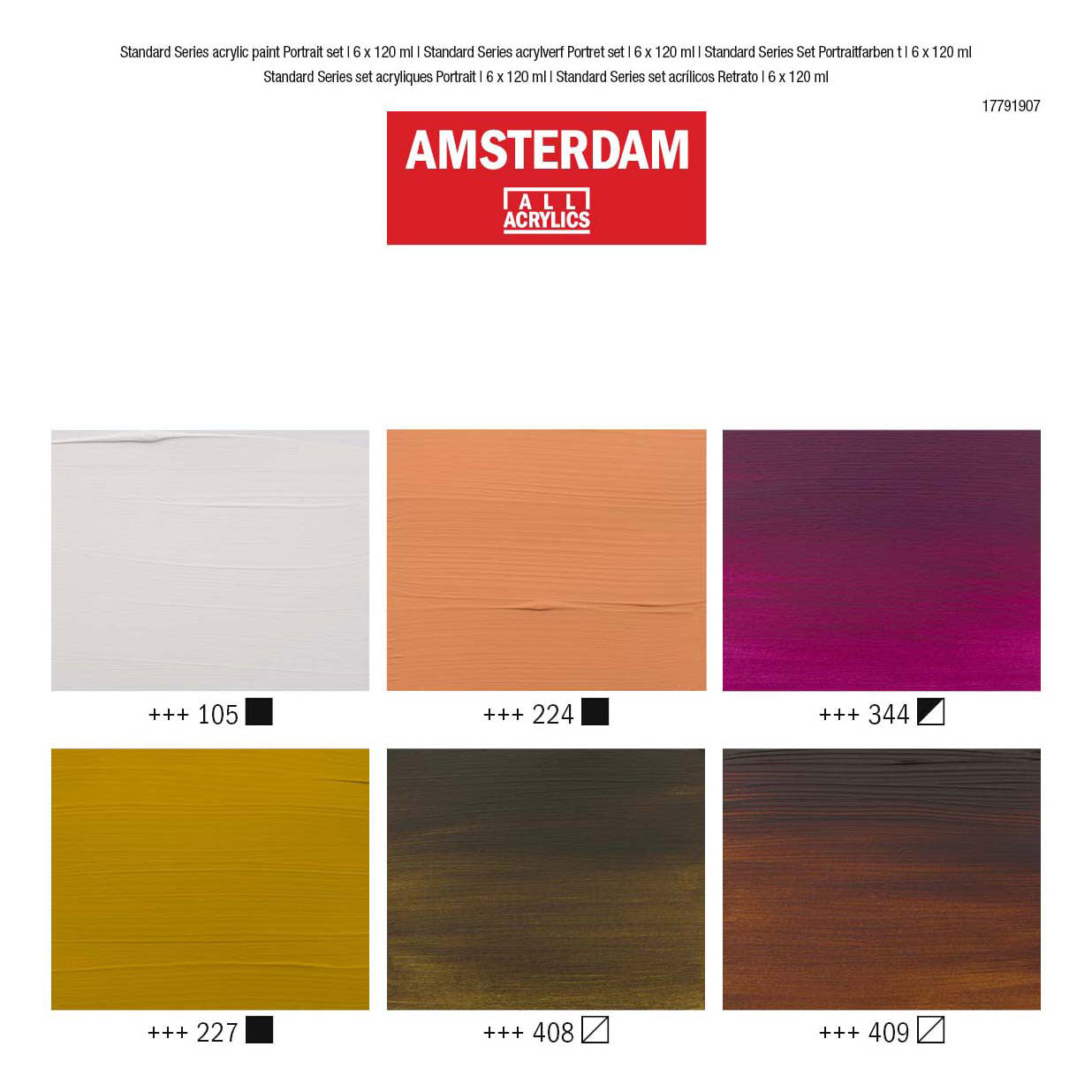 Bruynzeel Amsterdam série standard peinture acrylique portrait set 120ml, 6 pcs.