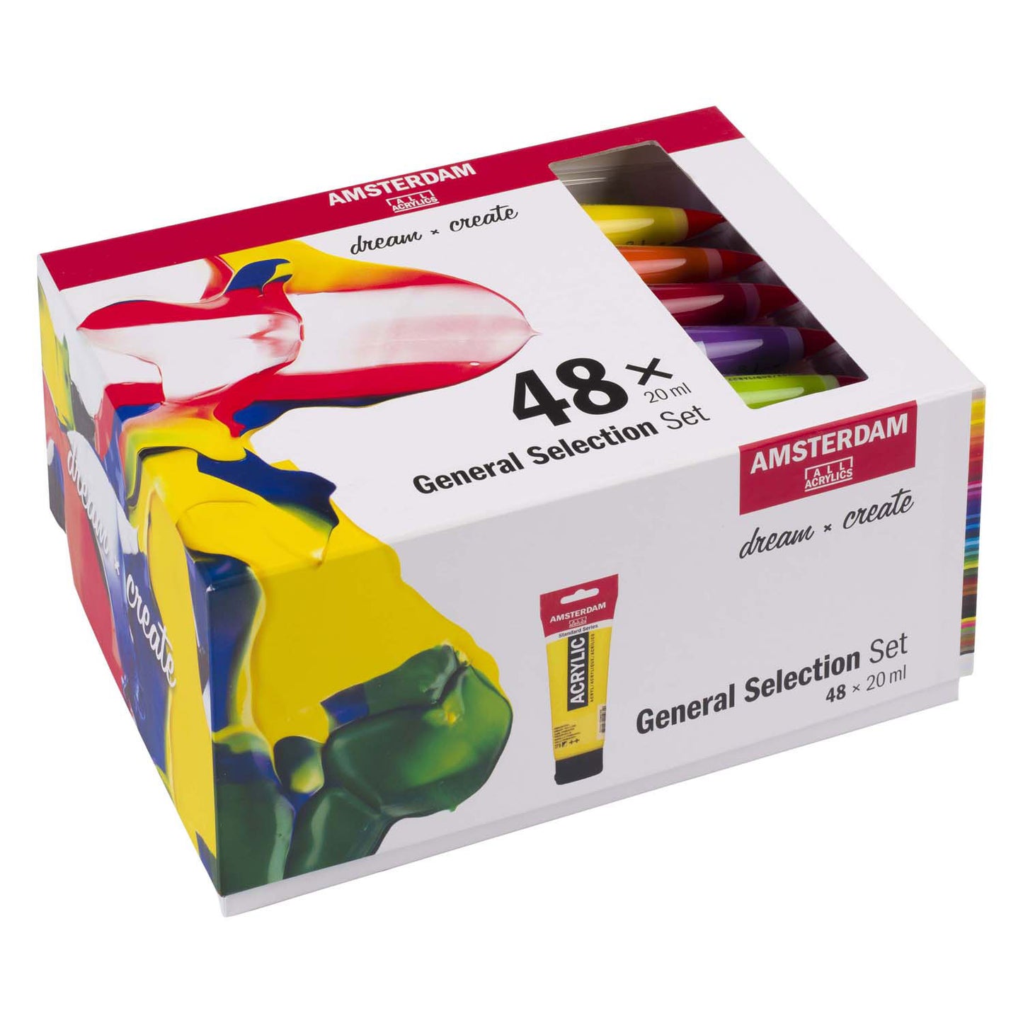 Ensemble de sélection générale de peinture acrylique série standard Bruynzeel Amsterdam 20 ml, 48 pièces.