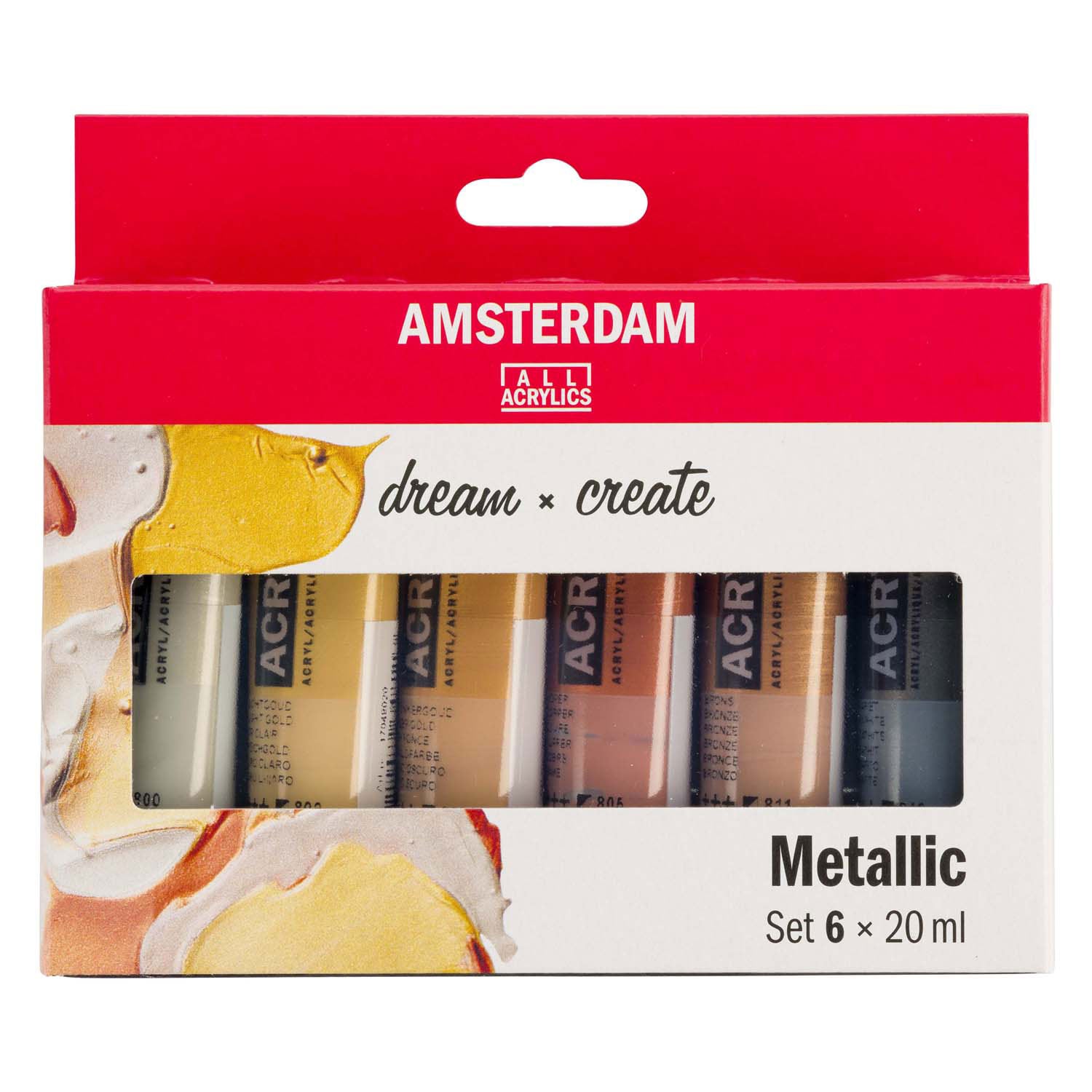 Bruynzeel amsterdam série standard peinture acrylique métallisée set 20 ml, 6 pcs.