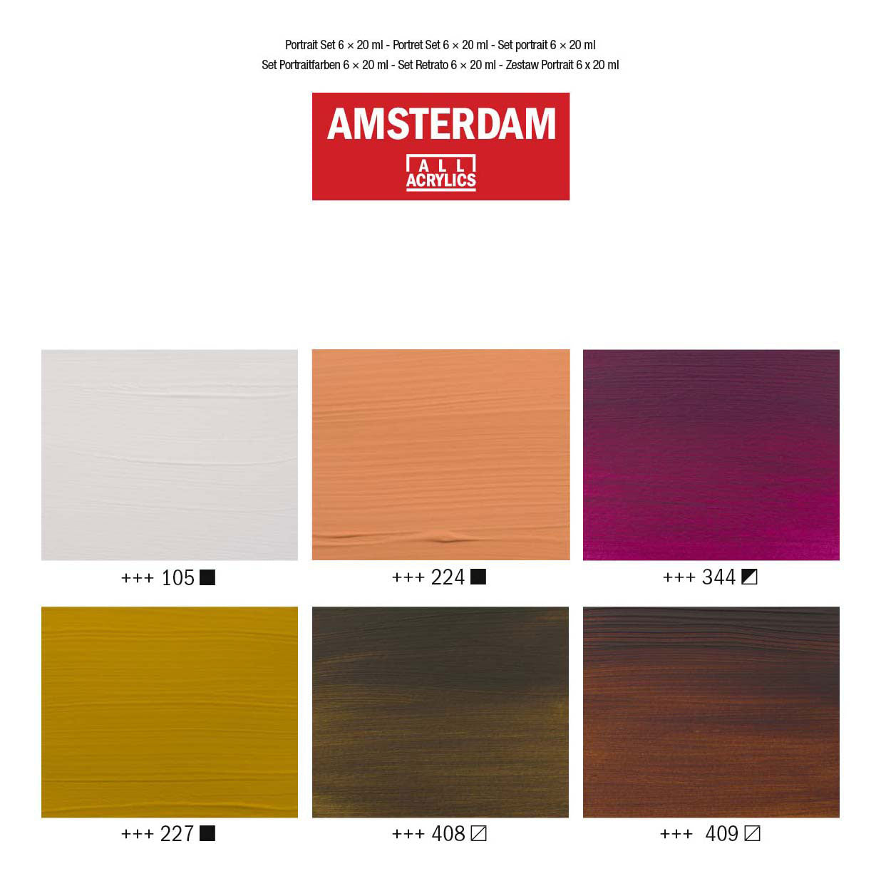 Bruynzeel Amsterdam série standard peinture acrylique portrait set 20ml, 6 pcs.