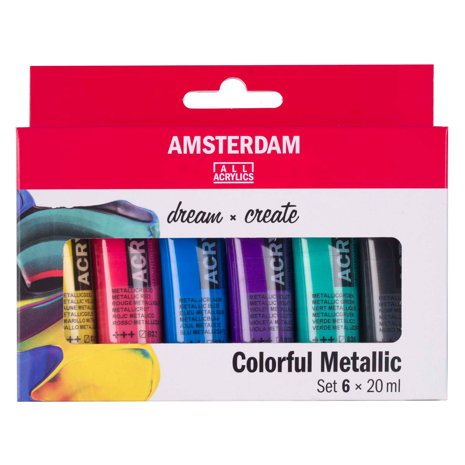 Bruynzeel Amsterdam série standard peinture acrylique ensemble métallique coloré 20 ml, 6 pcs.