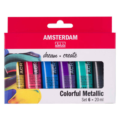 Bruynzeel Amsterdam série standard peinture acrylique ensemble métallique coloré 20 ml, 6 pcs.