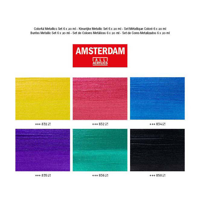 Bruynzeel Amsterdam série standard peinture acrylique ensemble métallique coloré 20 ml, 6 pcs.