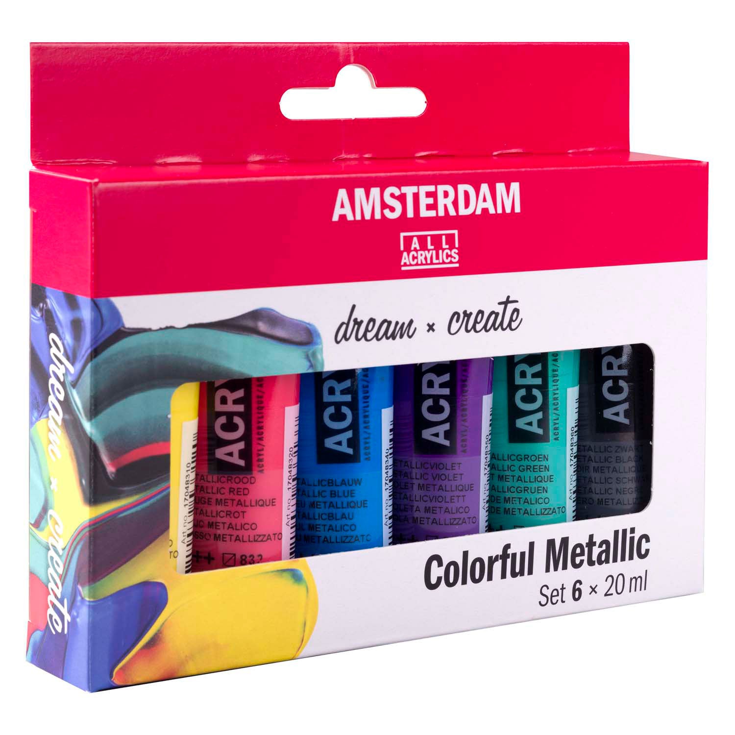 Bruynzeel Amsterdam série standard peinture acrylique ensemble métallique coloré 20 ml, 6 pcs.
