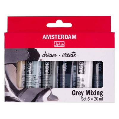 Bruynzeel Amsterdam série standard peinture acrylique tons gris set 20ml, 6 pcs.