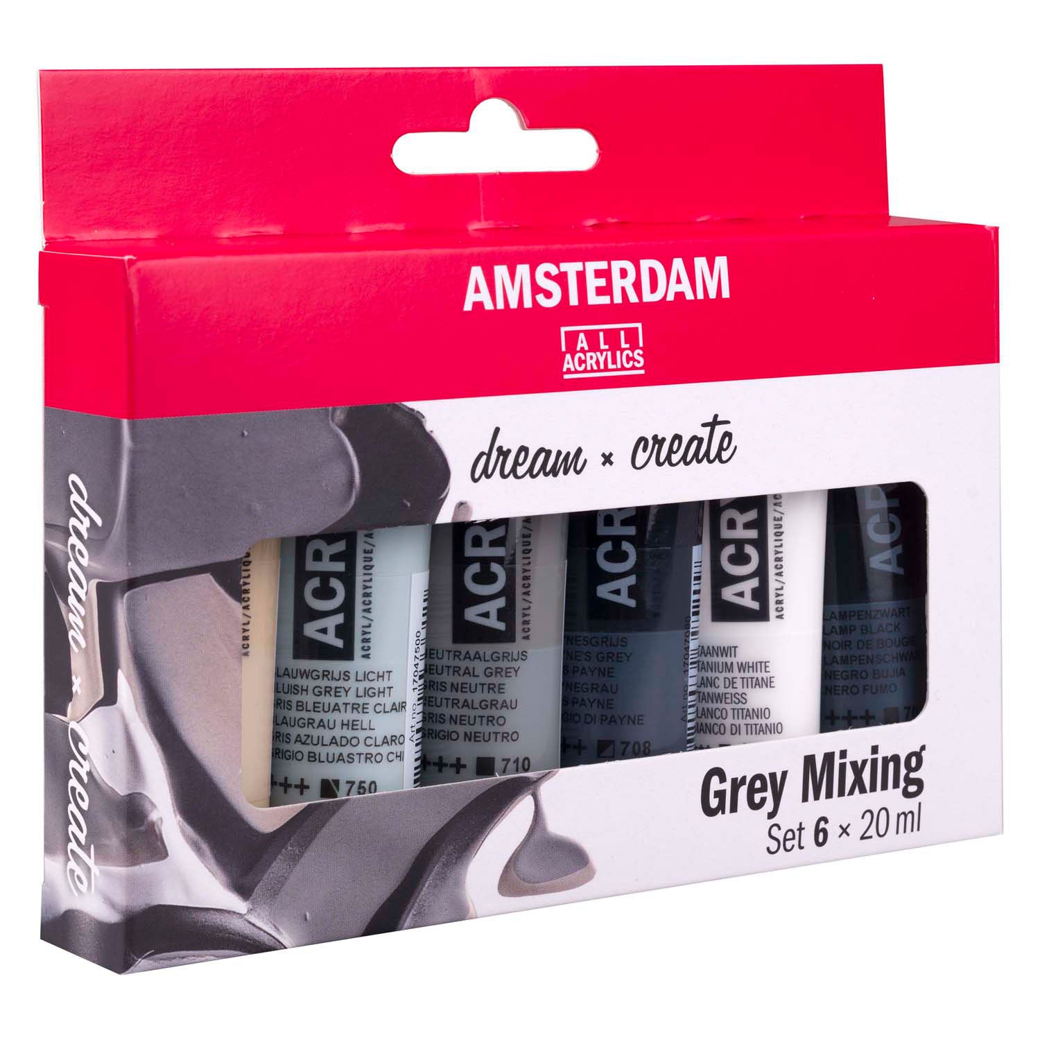 Bruynzeel Amsterdam série standard peinture acrylique tons gris set 20ml, 6 pcs.