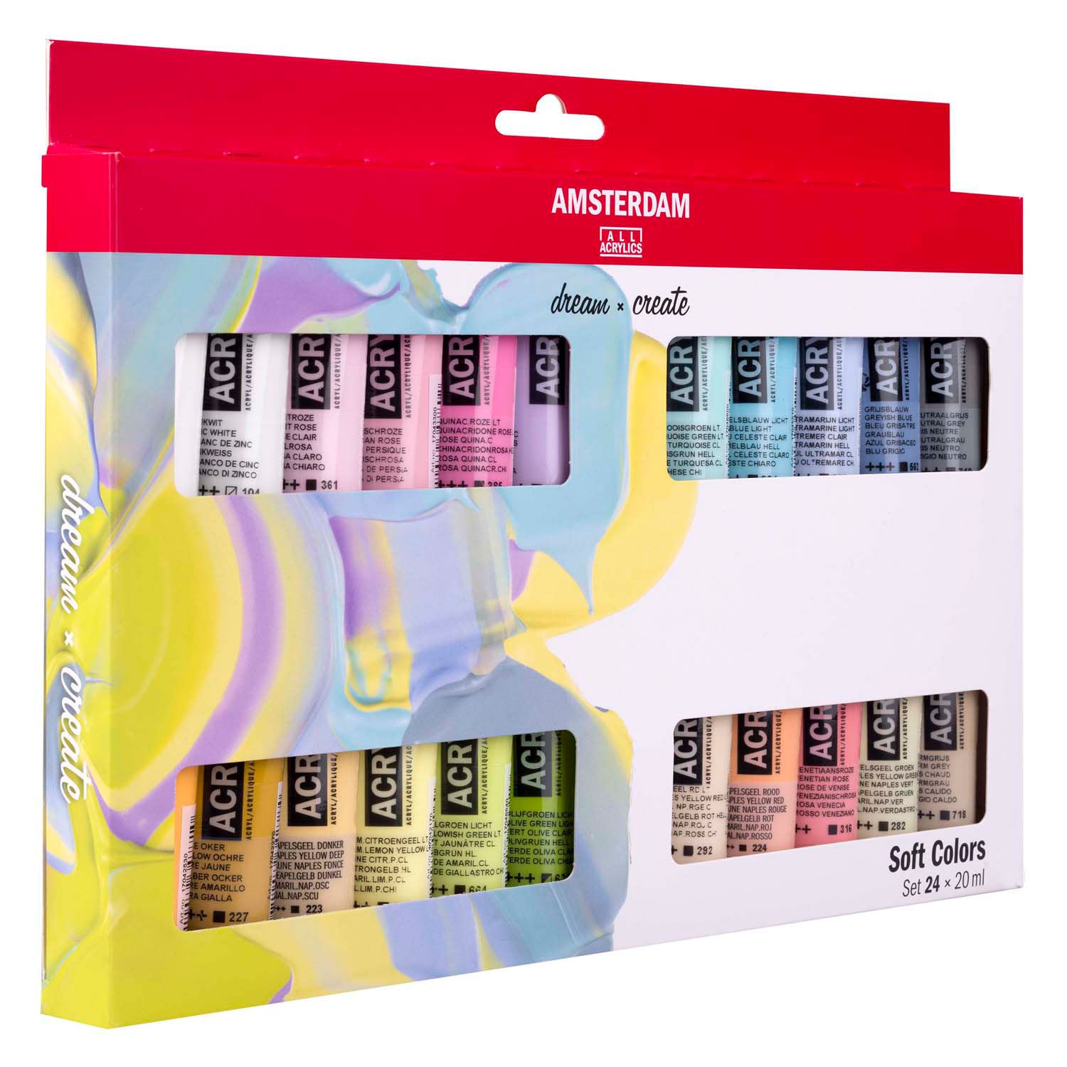Bruynzeel Amsterdam série standard peinture acrylique couleurs douces set 20ml, 24 pcs.