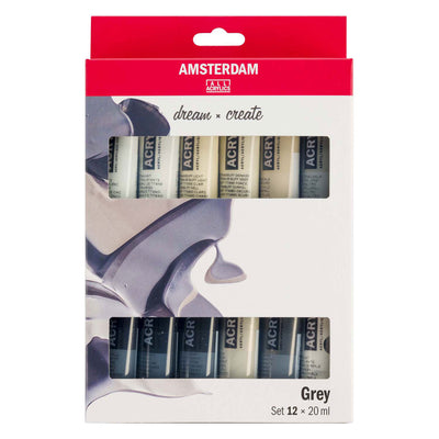 Bruynzeel Amsterdam série standard peinture acrylique gris set 20ml, 12 pcs.
