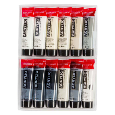 Bruynzeel Amsterdam série standard peinture acrylique gris set 20ml, 12 pcs.