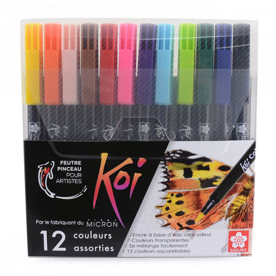 SAKURA KOI Color Brush Brush Brush Markers Set, 12dlg.