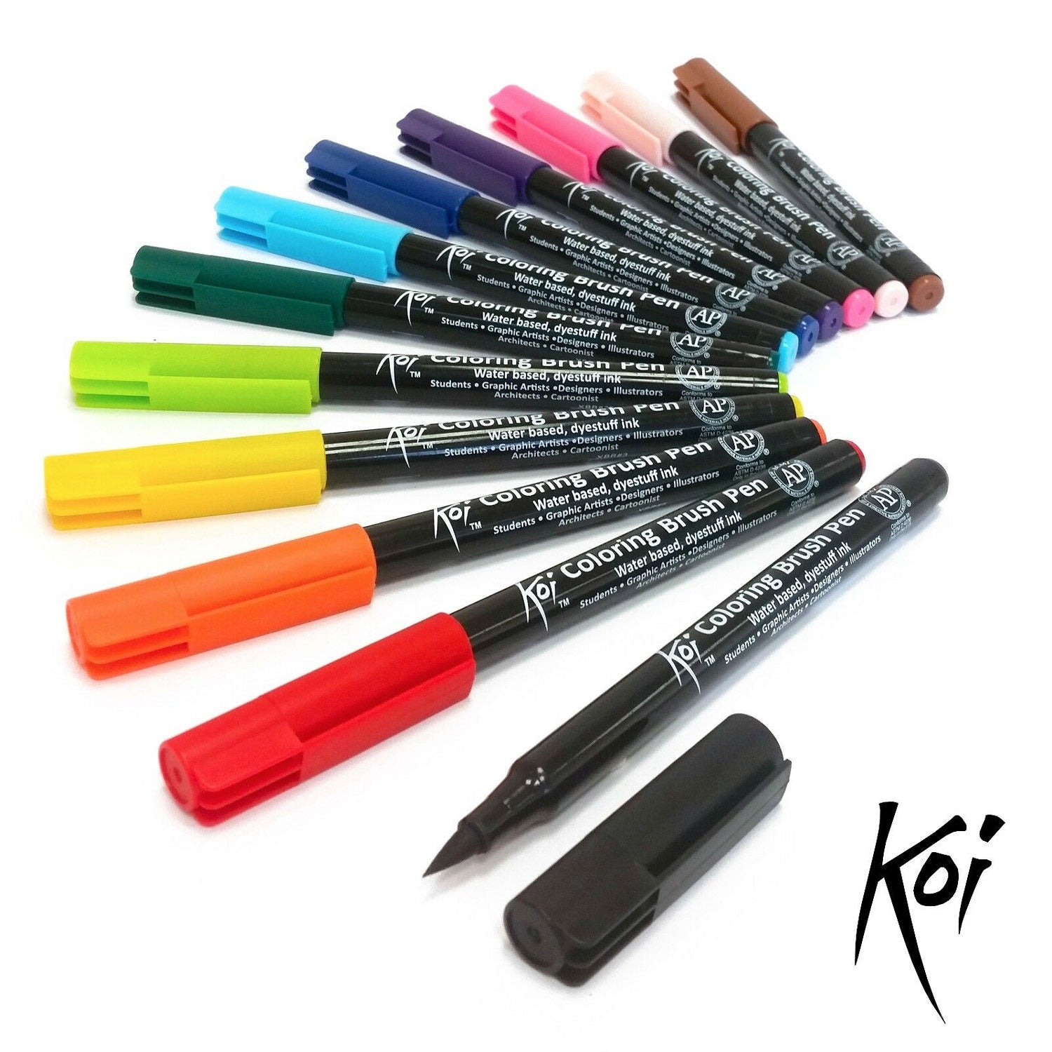 SAKURA KOI Color Brush Brush Brush Markers Set, 12dlg.