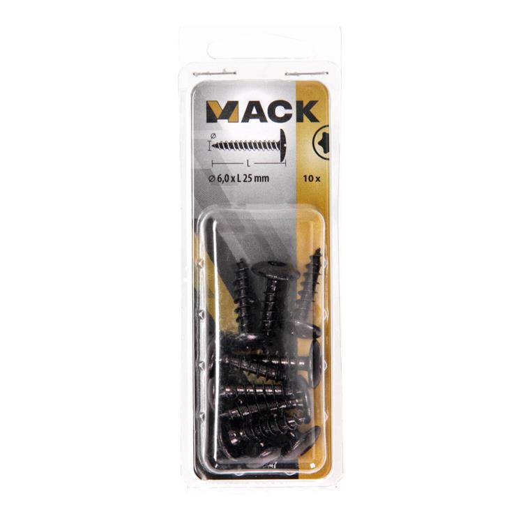 Mack 1069147 - vis de trappe noire 6,0 x 25 mm 10 pcs | 5 pièces