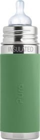 Biberon tétine Pura thermos 260 ml - thermos - biberon thermos - sans plastique - avec paroi isolante - prévient les crampes d'estomac - avec tétine en silicone, capuchon de voyage et manchon - mousse