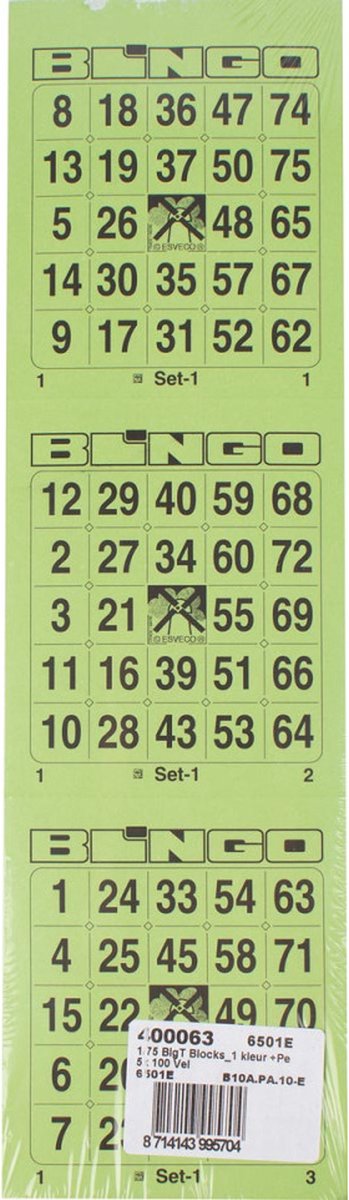 Cartes de bingo sans marque sans marque, 3 cartes par feuille, paquet de 5 x 100 feuilles