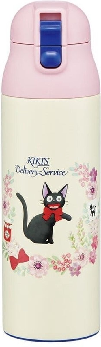 Skater ghibli - service de messagerie volante de kiki - flacon thermos couronne de fleurs jiji 500ml
