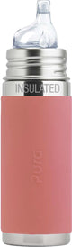 Bouteille thermos Pura avec bec verseur 260 ml - thermos - bouteille thermos - sans plastique - avec paroi isolante - avec bec verseur en silicone, capuchon de voyage et manchon - rose