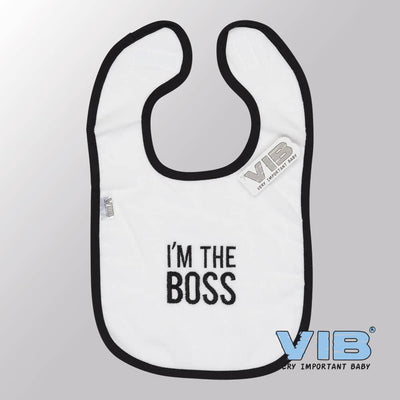 Van der Doelen Baby Slabbetje Velours I apos; M le boss blanc