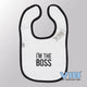 Van der Doelen Baby Slabbetje Velours I apos; M le boss blanc