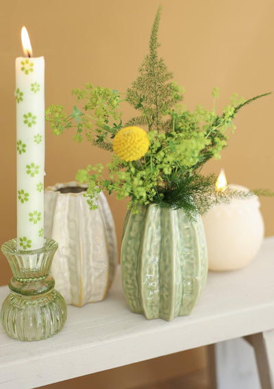 Idées vase carambole 4 saisons Ø8,5 x h.11 cm 2 cul céramique vert crème