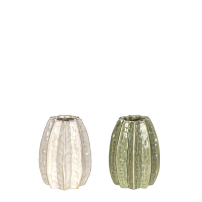 Idées vase carambole 4 saisons Ø8,5 x h.11 cm 2 cul céramique vert crème