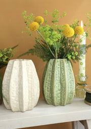 Idées vase carambole 4 saisons Ø11,5 x h.15 cm 2 cul céramique vert crème - afbeelding 2