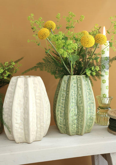 Idées vase carambole 4 saisons Ø11,5 x h.15 cm 2 cul céramique vert crème