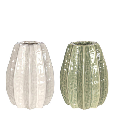 Idées vase carambole 4 saisons Ø11,5 x h.15 cm 2 cul céramique vert crème