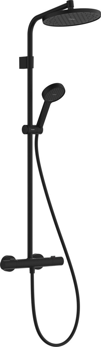 Hansgrohe activatera s - tube de douche - économie d'eau ecosmart - thermostat ecostat - taille 240 mm - 1 fonction jet - noir mat