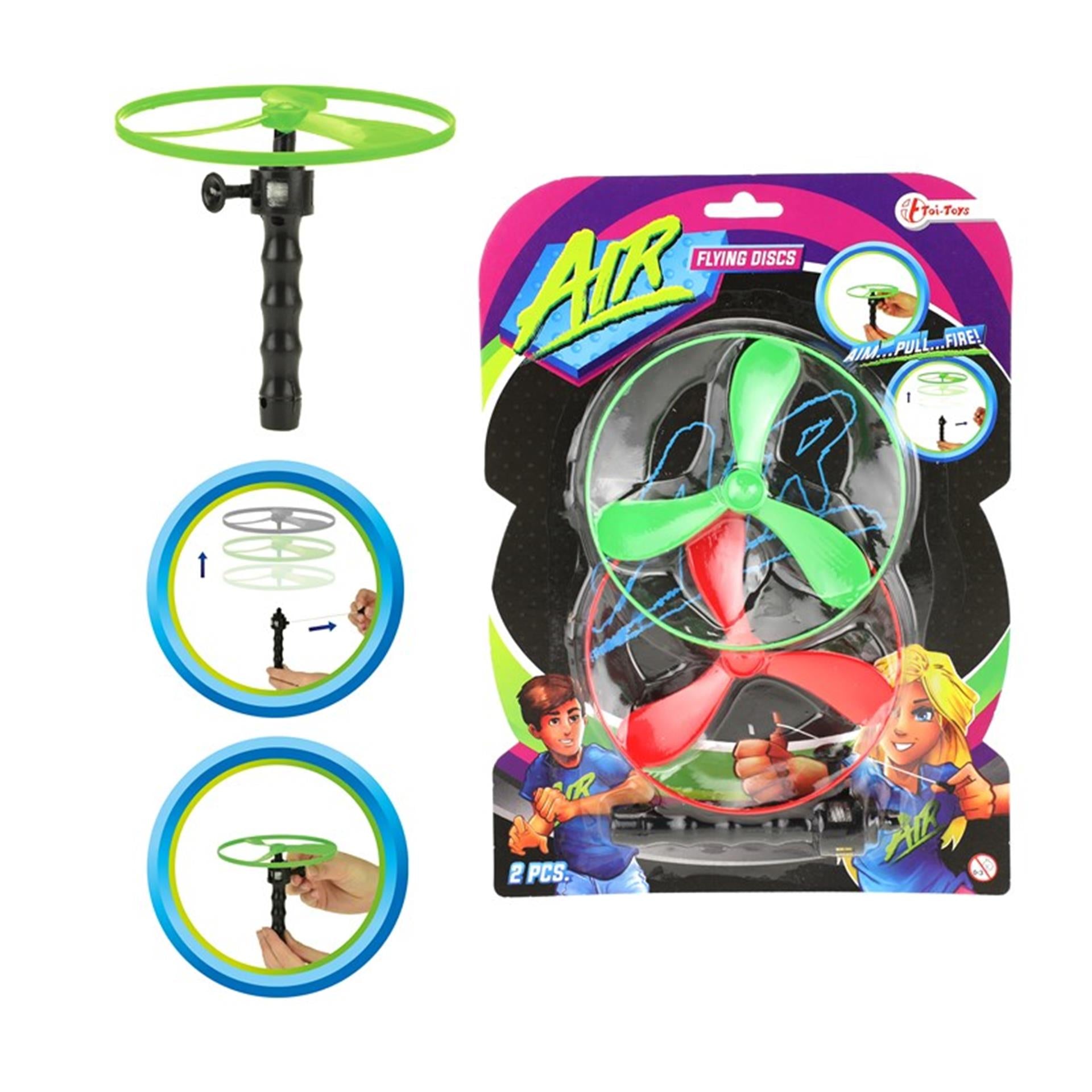TOI-TOYS TOI-TOYS Disques volants Air 12 cm Green Rouge 3 pièces