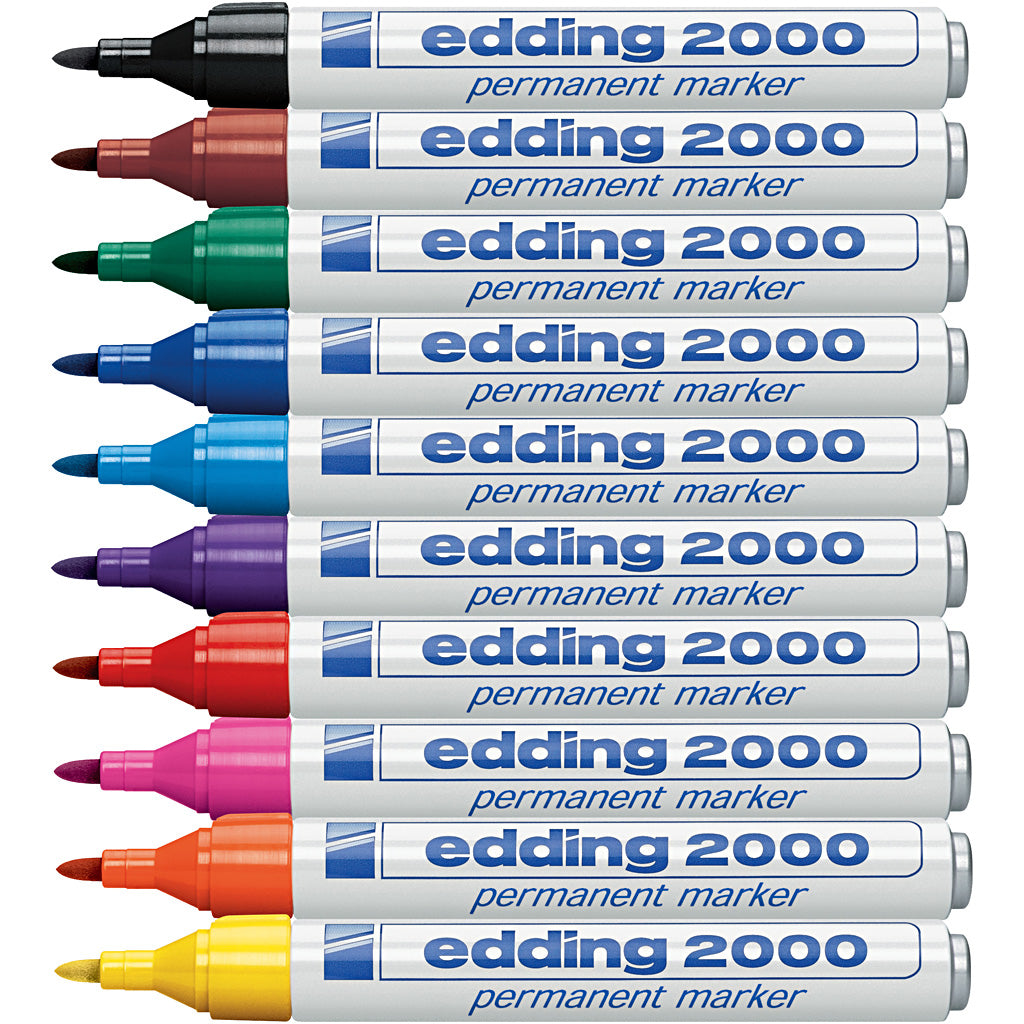 Edding Markers, AFM 2000, épaisseur de ligne 1,5 à 3 mm, différentes couleurs, 10 pièces 1 boîte