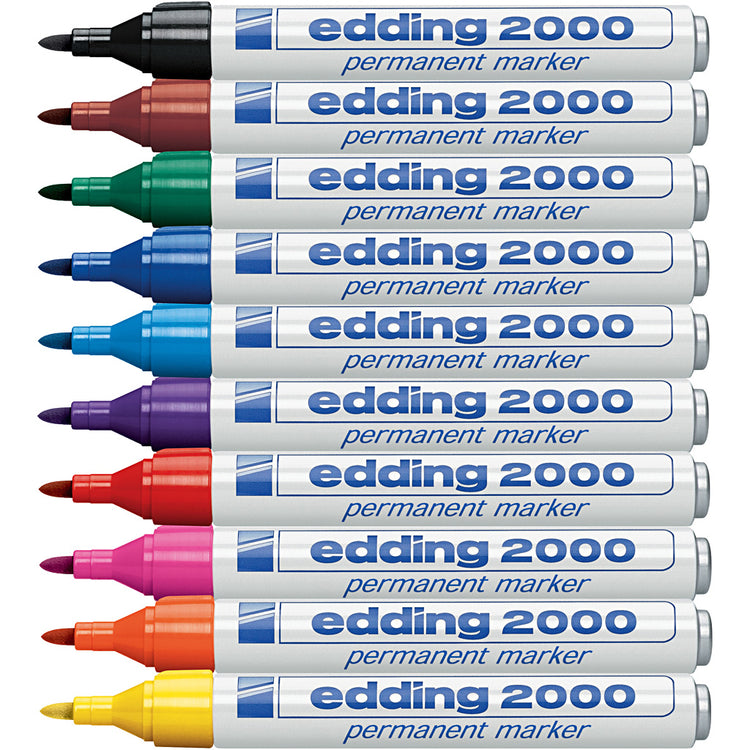 Edding Markers, AFM 2000, épaisseur de ligne 1,5 à 3 mm, différentes couleurs, 10 pièces 1 boîte