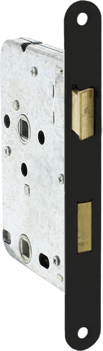 Serrure de toilette Starx - serrure de salle de bain - serrure de porte intérieure - serrure avec plaque frontale noire - 50 x 63 mm